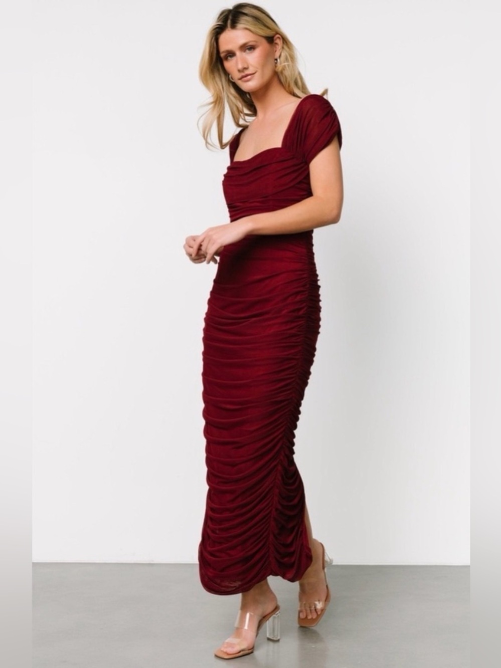 NWT Baltic Born Alessandra mesh midi dress burgandy small